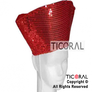 SOMBRERO COFIA LENTEJUELAS ROJA C/VELCRO HS3654-3 x 1
